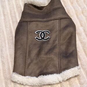 Brown Faux Leather CC Dog Coat